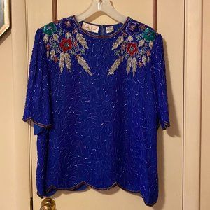 Blue Beaded Sparkley Blouse